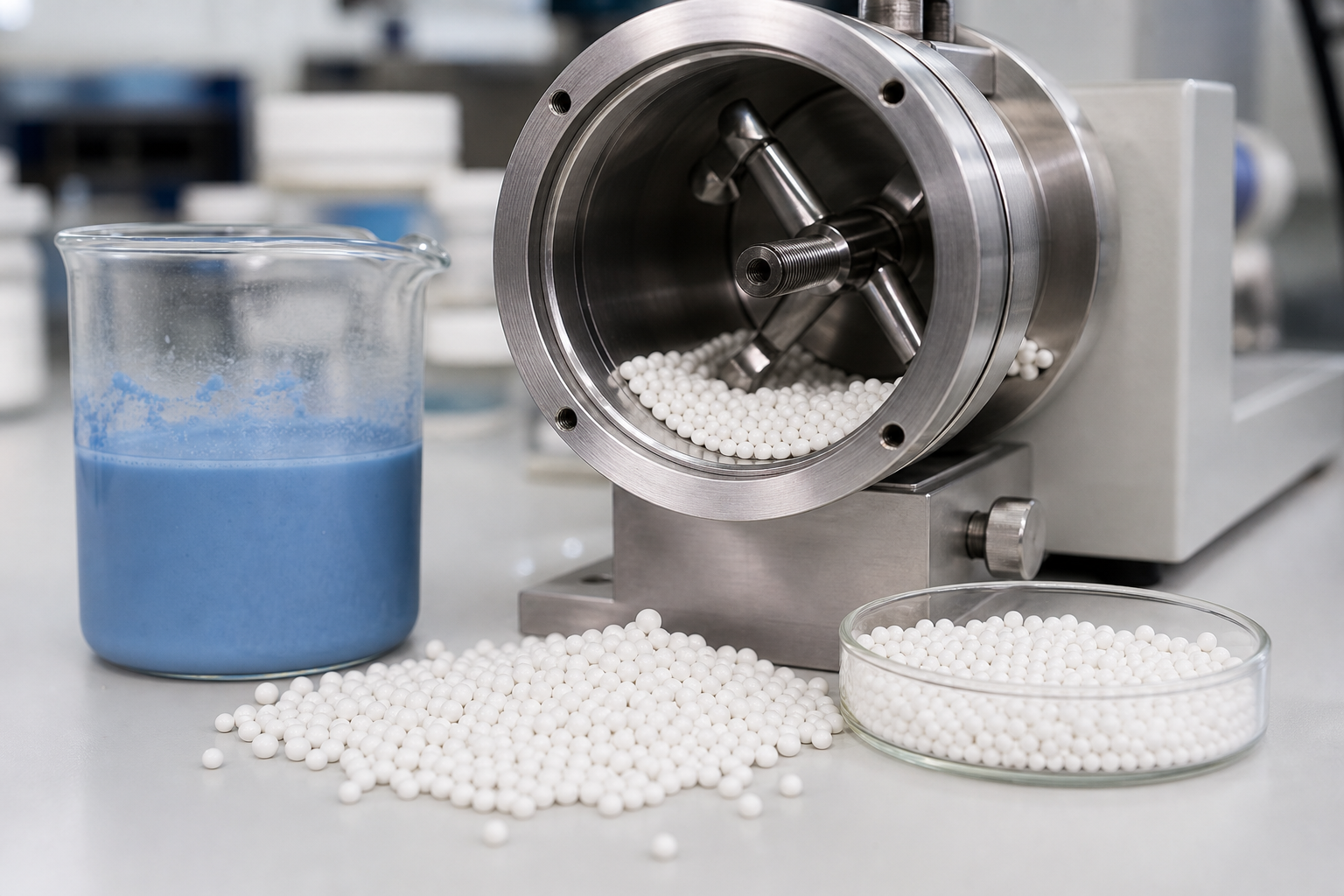Zirconia beads used in a bead mill application