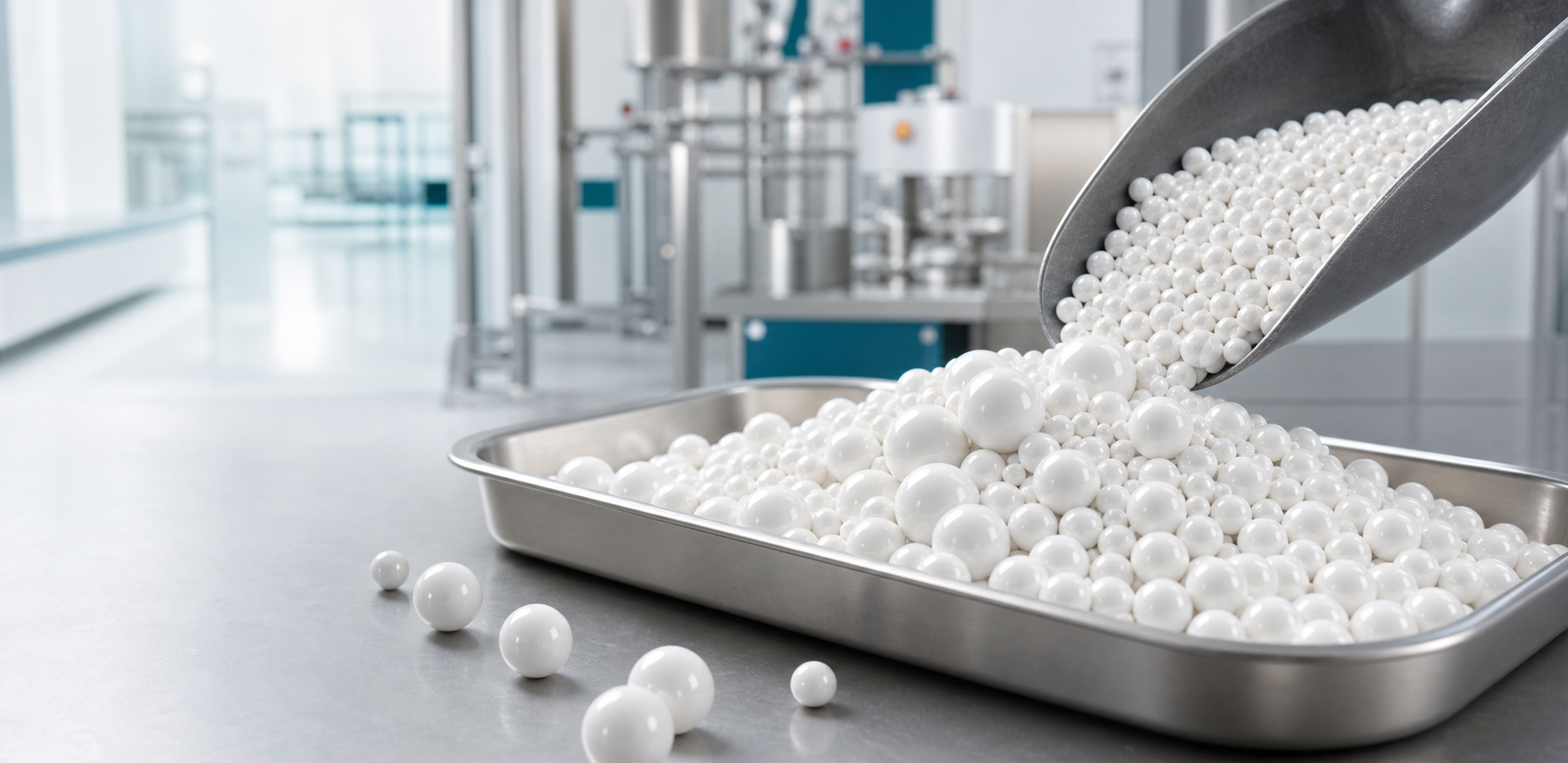 High purity zirconia grinding beads in a clean production environment