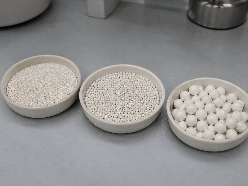 Zirconia-alumina composite grinding media in fine, standard and coarse size groups